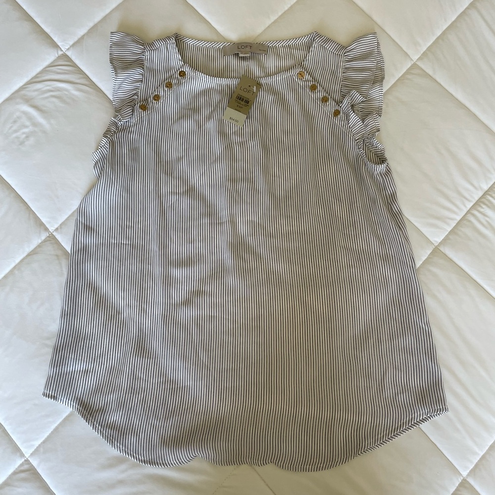 LOFT Striped Tank Top with Gold Accents